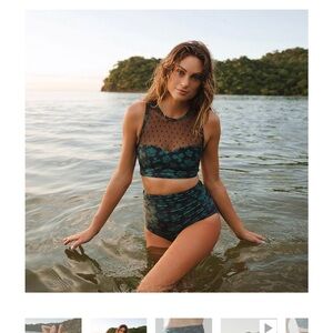 Albion Maria crop top high waisted two piece in Sea Petal